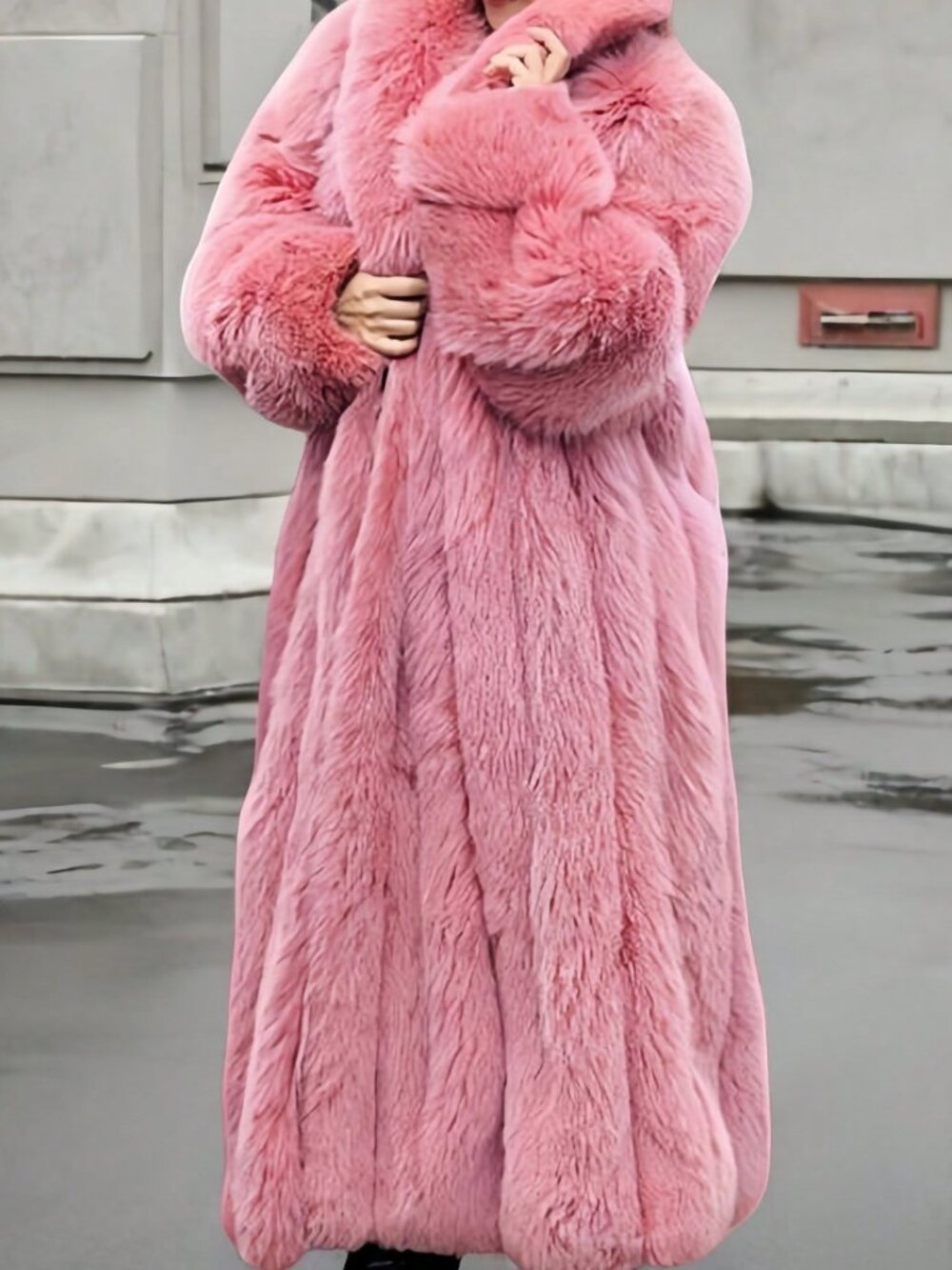 Pink Luxury Women's Long Faux Fur Coat - Picture 6 of 8